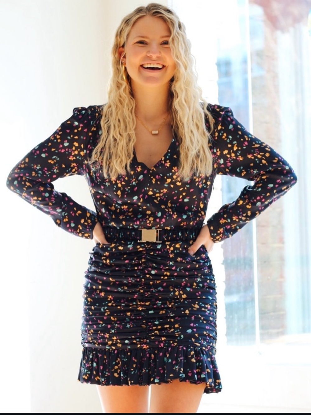 Karina Grimaldi Renata Mini Dress Confetti Print NWT Medium